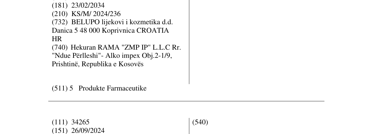 Zëri i markës IRUZID në buletin