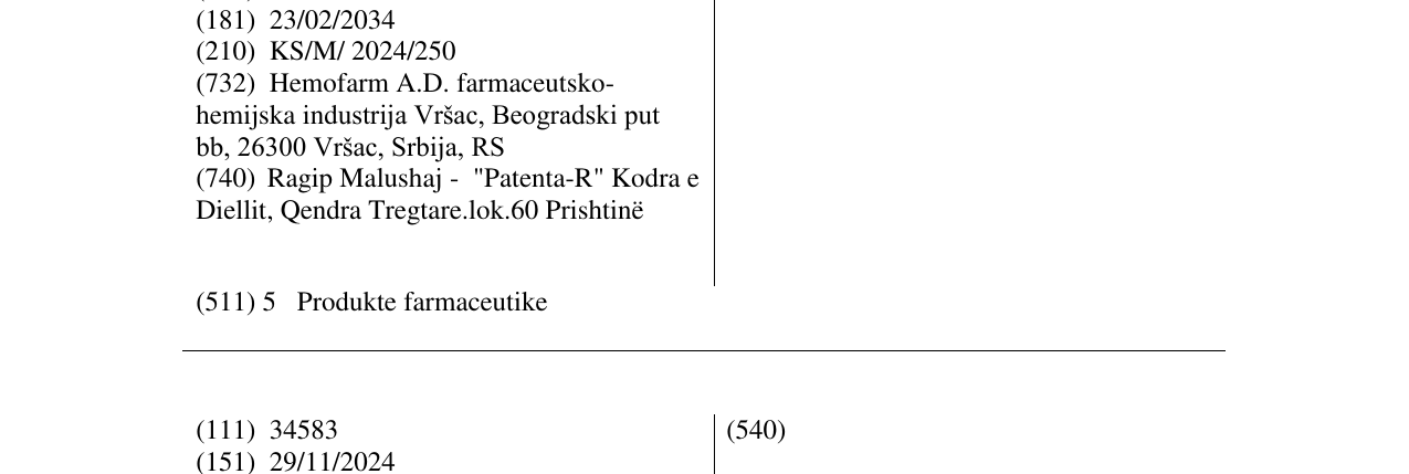 Zëri i markës OBENTRYKA në buletin