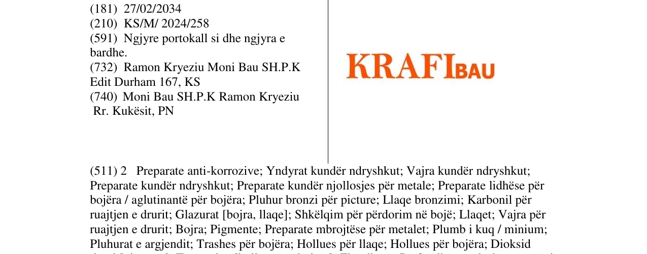 Zëri i markës KRAFI BAU në buletin