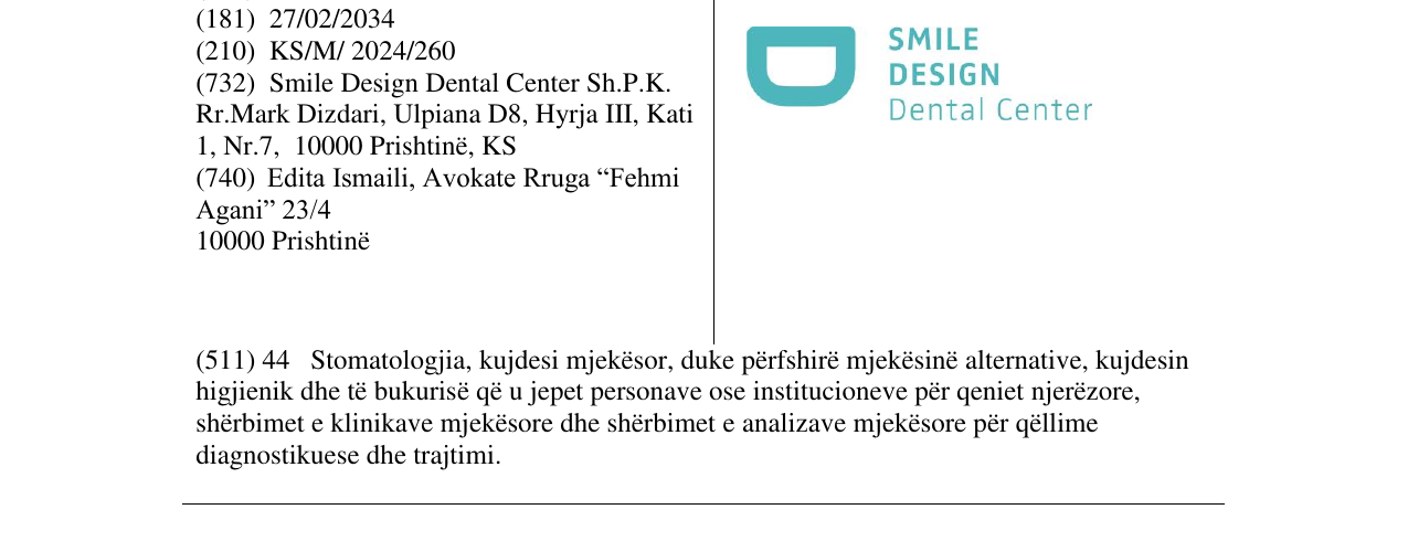 Zëri i markës SMILE DESIGN DENTAL CENTES në buletin