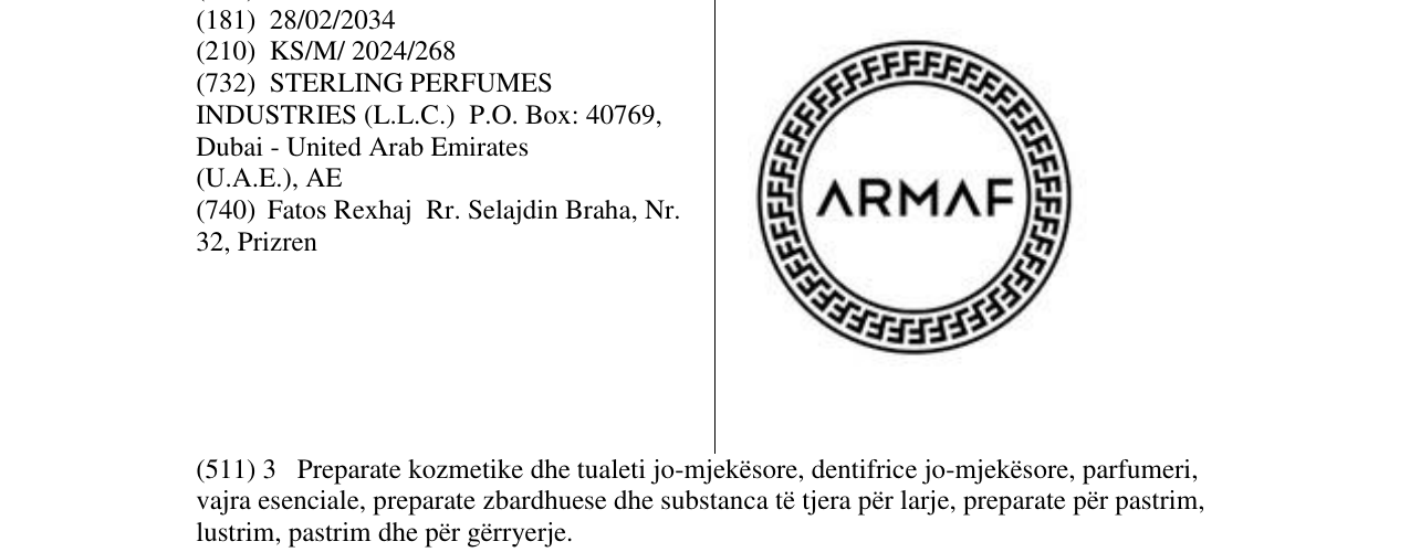 Zëri i markës ARMAF në buletin