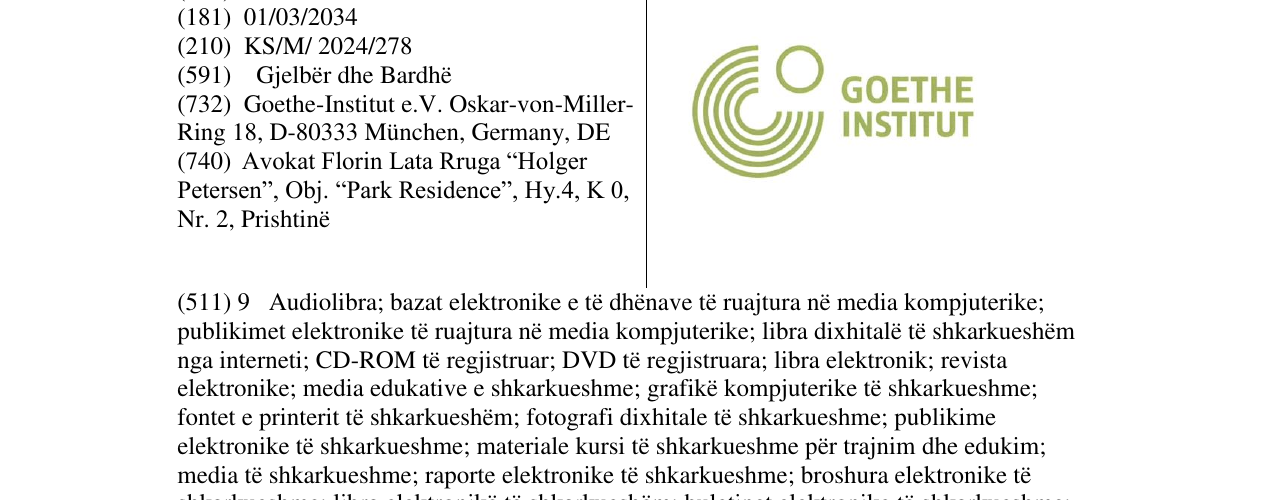 Zëri i markës GOETHE INSTITUT në buletin
