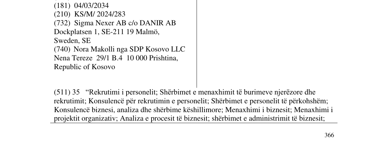 Zëri i markës Sigma në buletin