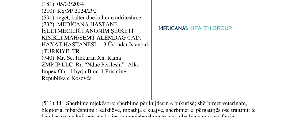 Zëri i markës MEDICANA HEALTH GROUP në buletin