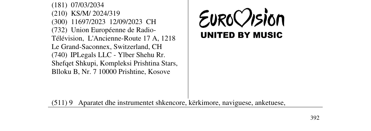 Zëri i markës EUROVISION UNITED BY MUSIC në buletin