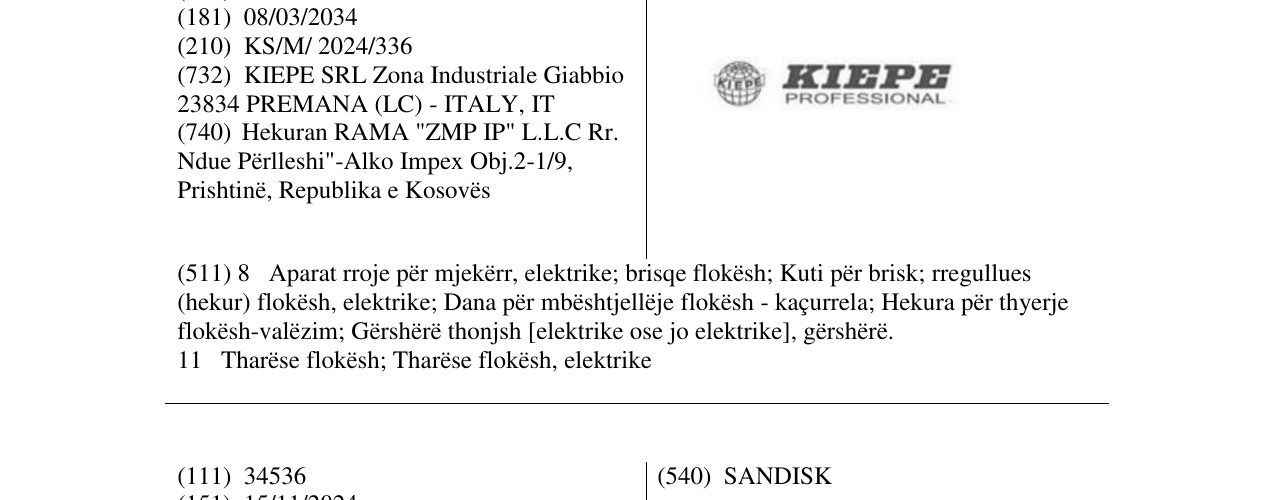 Zëri i markës KIEPE PROFESIONAL në buletin