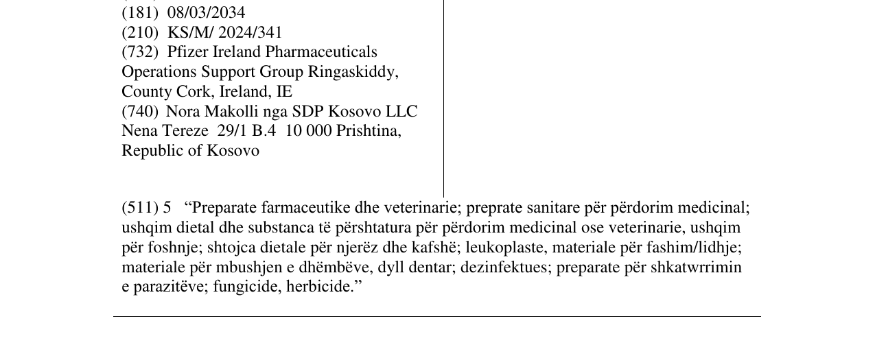 Zëri i markës ZAVICEFTA në buletin