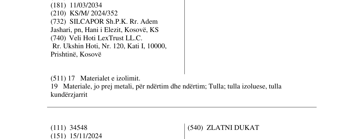 Zëri i markës SILCAPOR në buletin