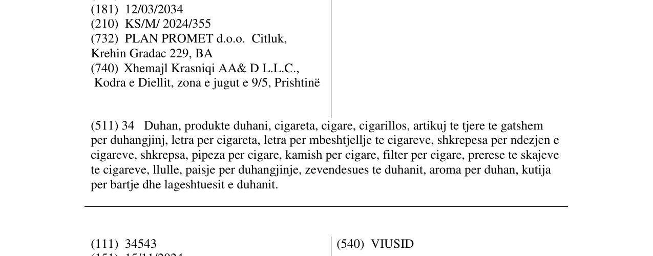 Zëri i markës ZLATNI DUKAT në buletin