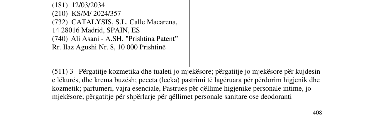 Zëri i markës GLIZIGEN në buletin