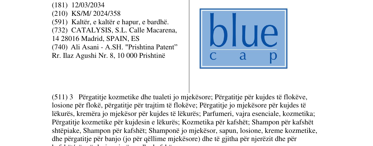 Zëri i markës blue cap në buletin