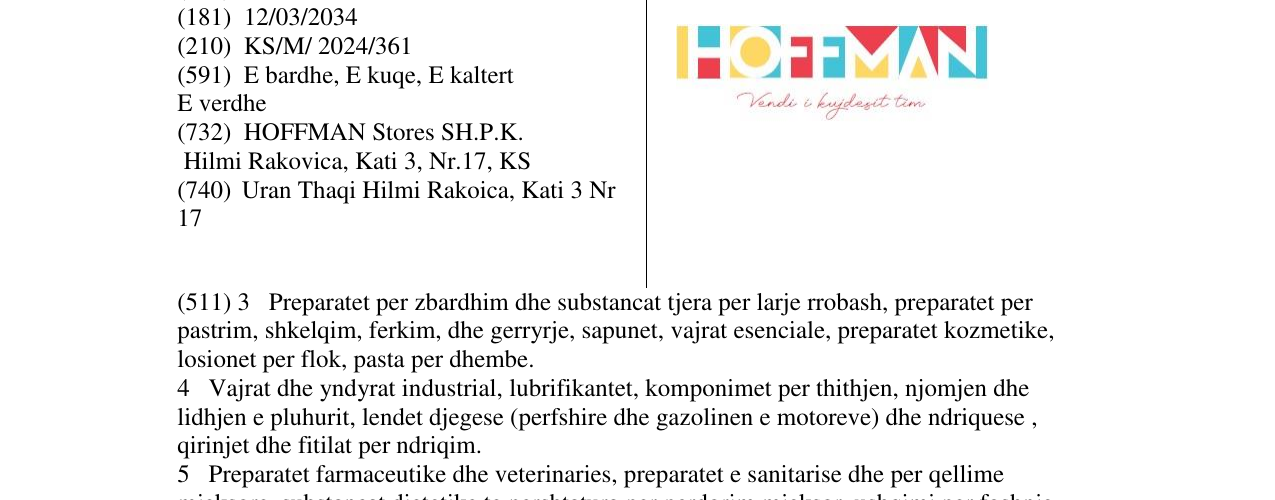Zëri i markës HOFFMAN në buletin