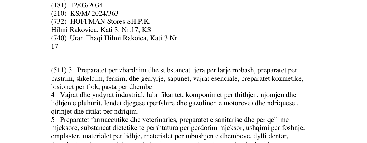 Zëri i markës Hoffman në buletin