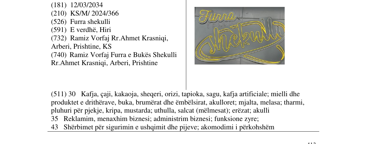 Zëri i markës Furra shekulli në buletin