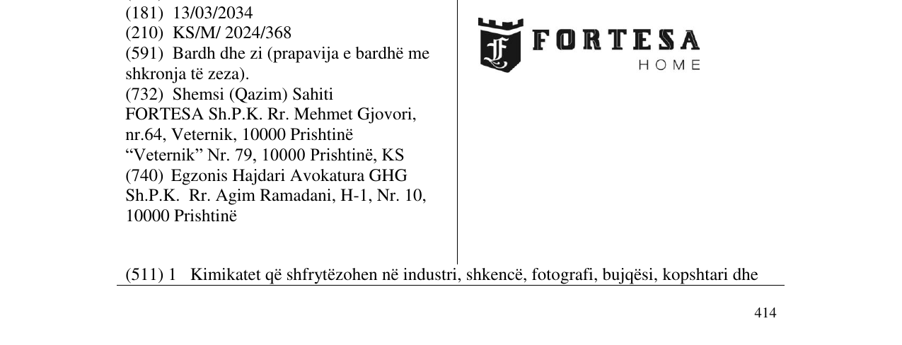Zëri i markës FORTESA HOME në buletin