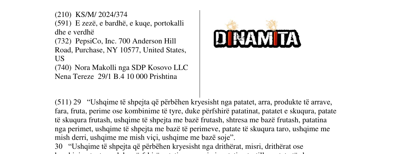 Zëri i markës DINAMITA në buletin