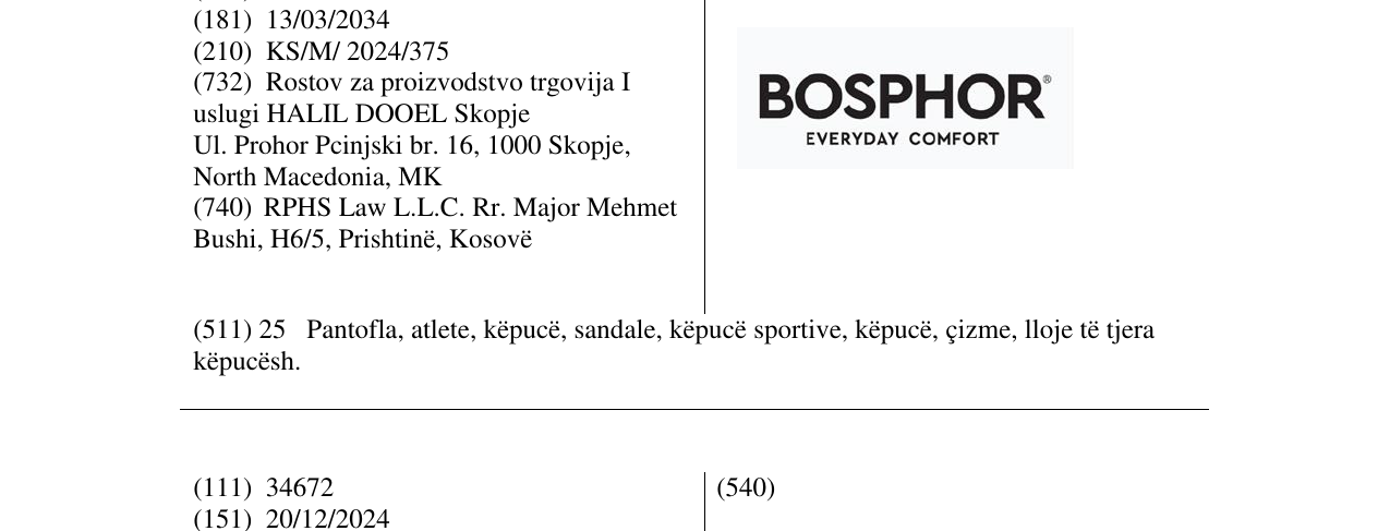 Zëri i markës BOSPHOR në buletin