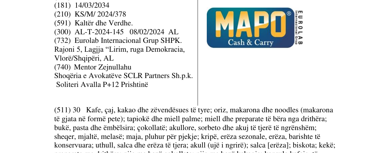 Zëri i markës MAPO në buletin