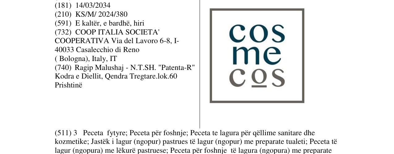 Zëri i markës cosmecos në buletin