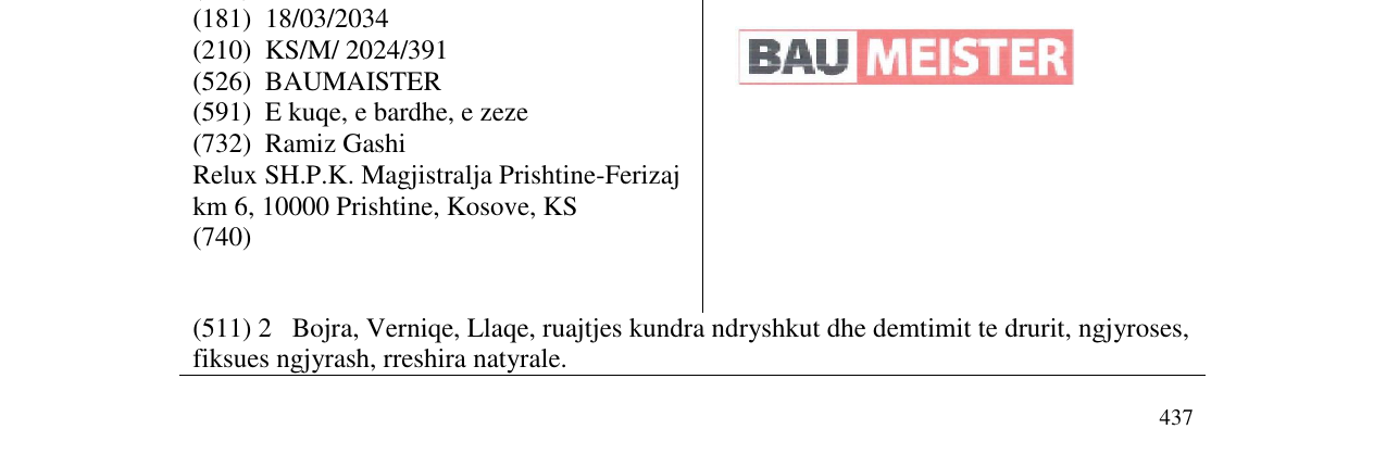 Zëri i markës BAUMAISTER në buletin