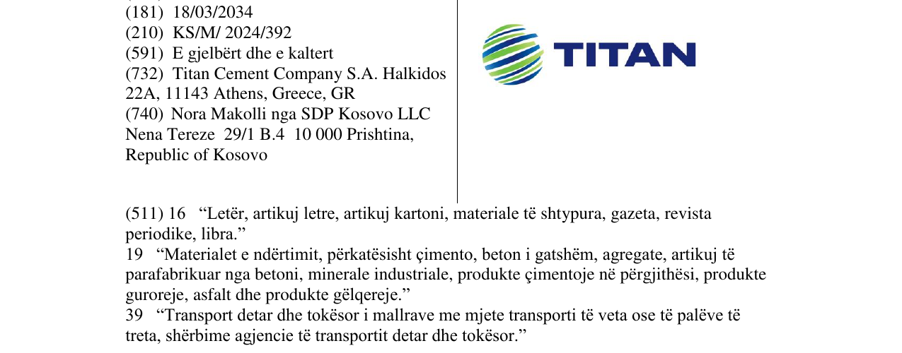 Zëri i markës TITAN në buletin