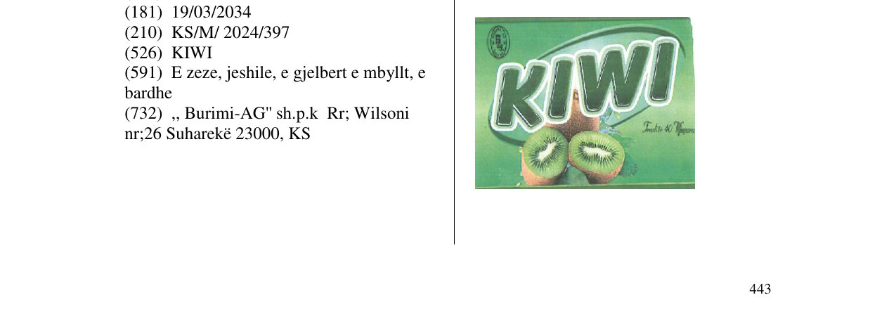 Zëri i markës KIWI në buletin