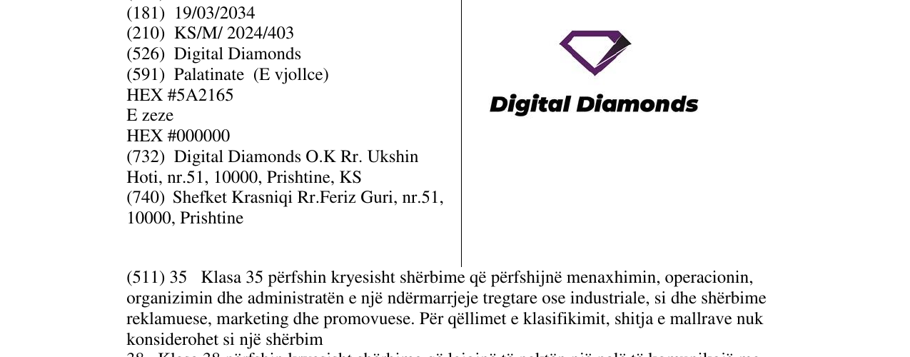 Zëri i markës Digital Diamond në buletin