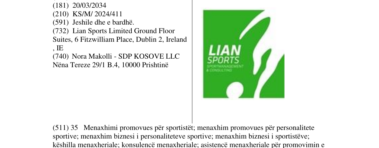 Zëri i markës LIAN SPORTS në buletin