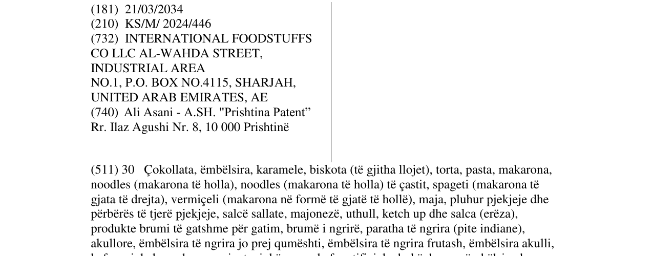 Zëri i markës SPADA në buletin