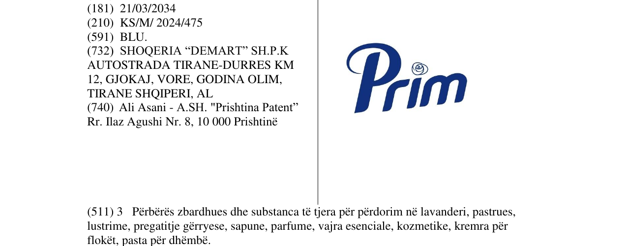 Zëri i markës Prim në buletin