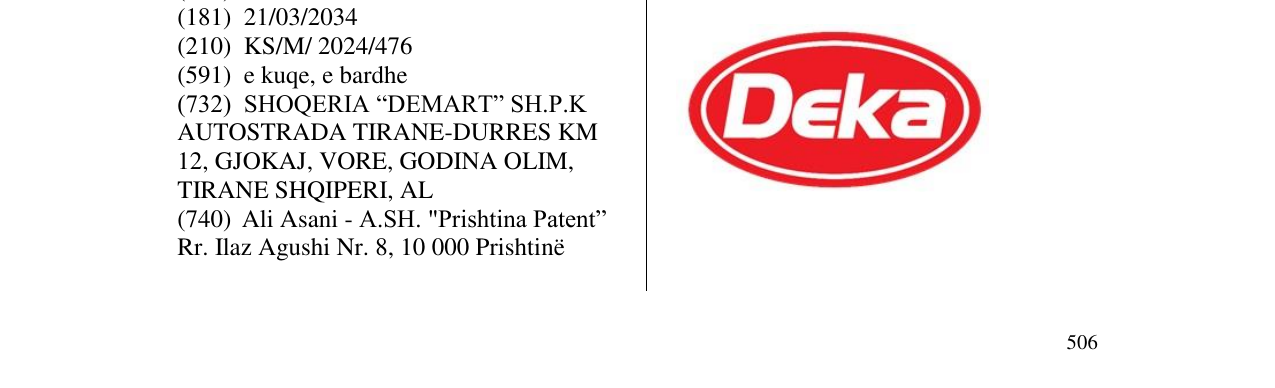 Zëri i markës DEKA në buletin