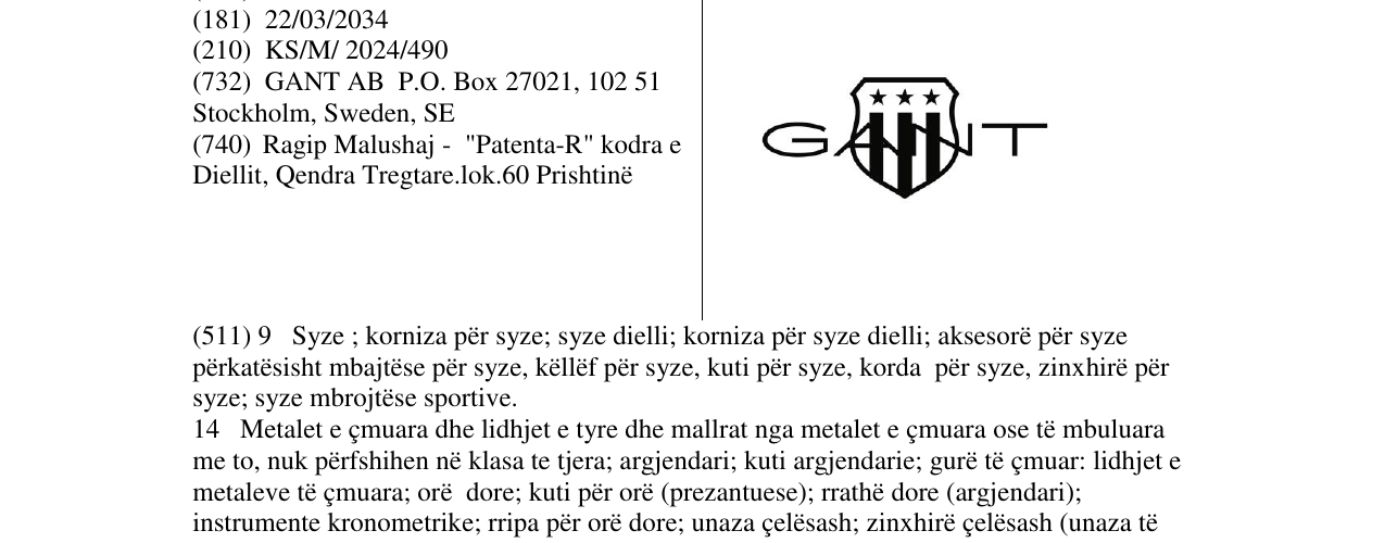 Zëri i markës GANT në buletin