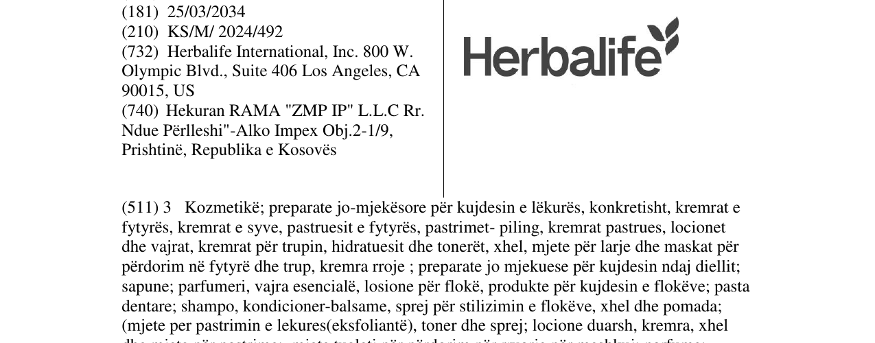 Zëri i markës Herbalife në buletin
