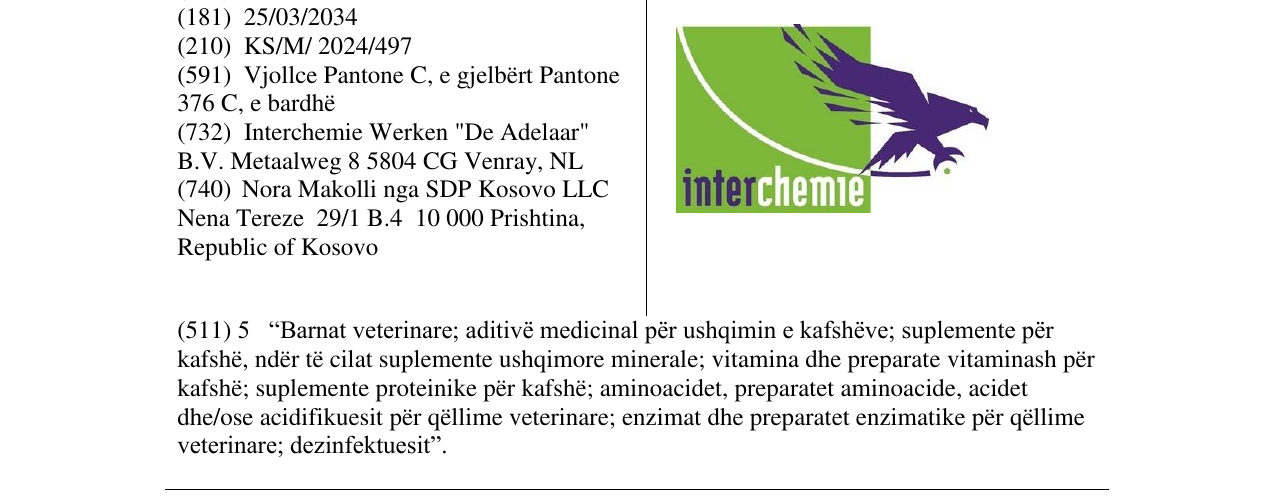 Zëri i markës INTERCHEMIE në buletin