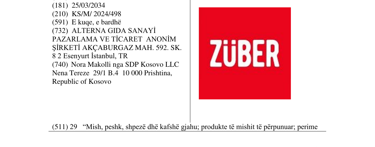 Zëri i markës ZUBER në buletin