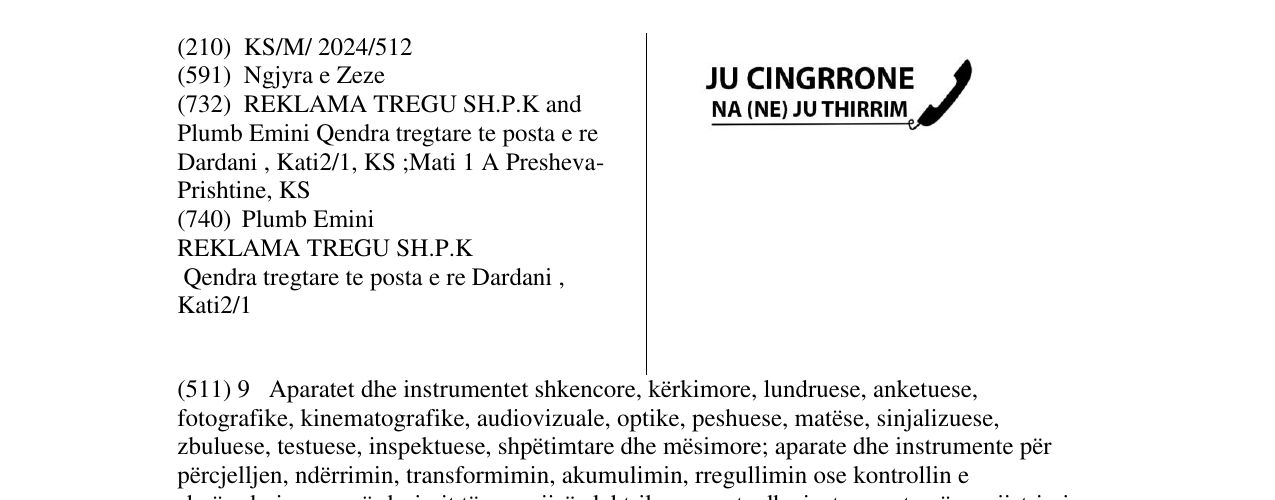 Zëri i markës JU CINGRRONE NA (NE) JU THIRRIM në buletin