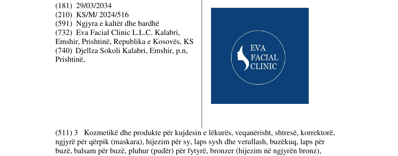Zëri i markës EVA FACIAL CLINIC në buletin