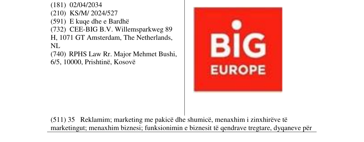 Zëri i markës BIG EUROPE në buletin