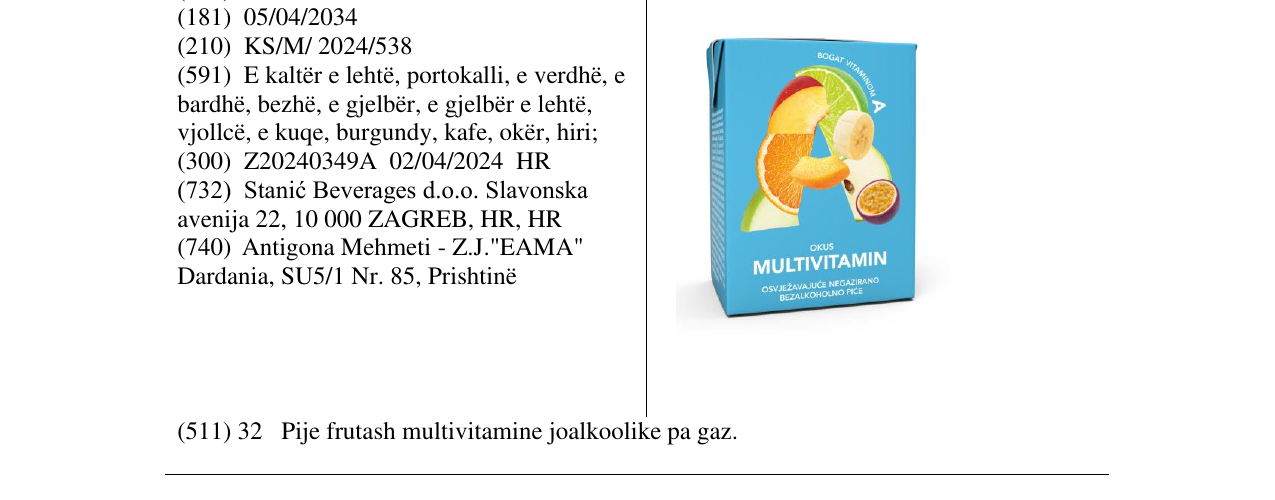 Zëri i markës Multivitamin në buletin