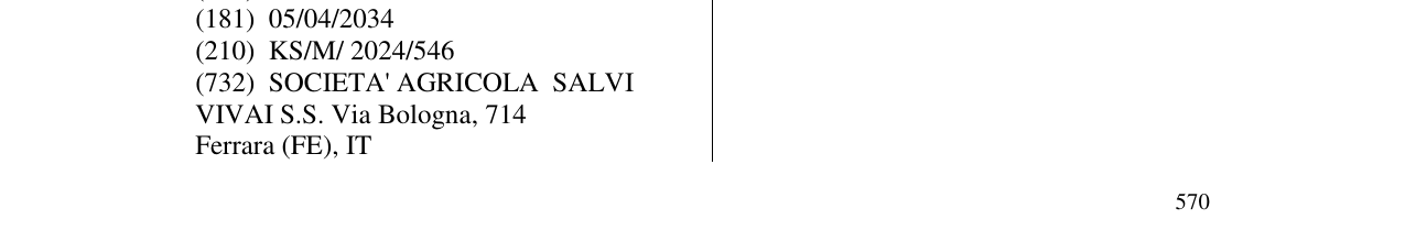 Zëri i markës SALVI VIVAI në buletin
