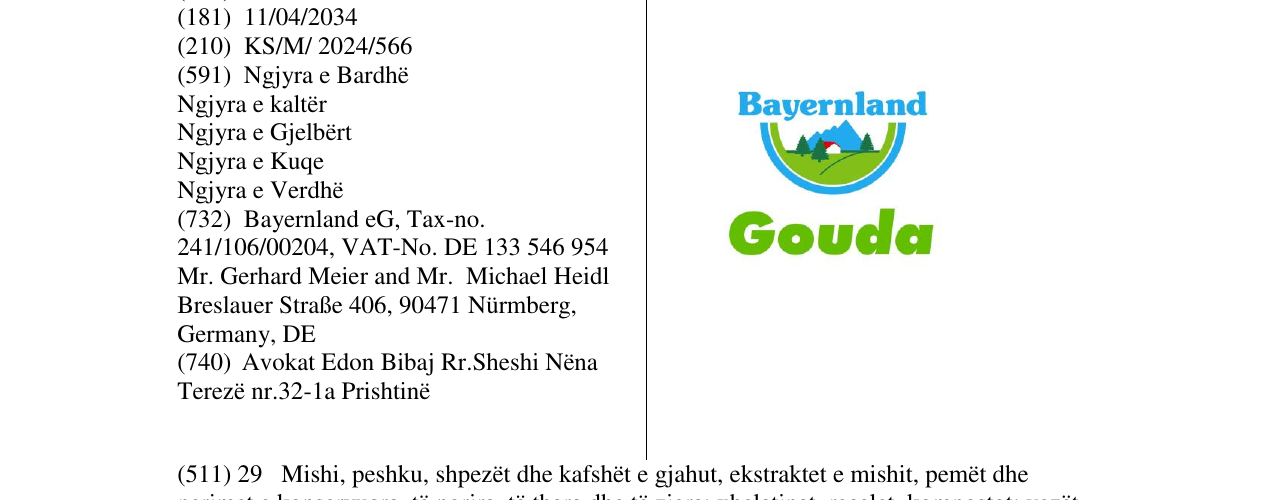 Zëri i markës Bayernland Gouda në buletin