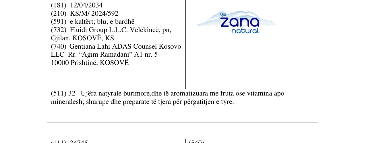 Zëri i markës uje zana natural në buletin