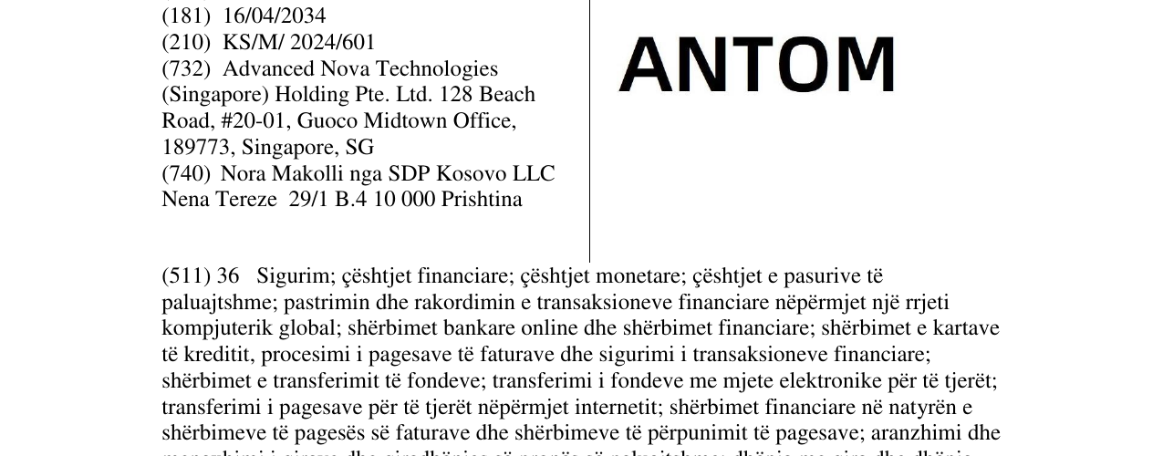 Zëri i markës ANTOM në buletin