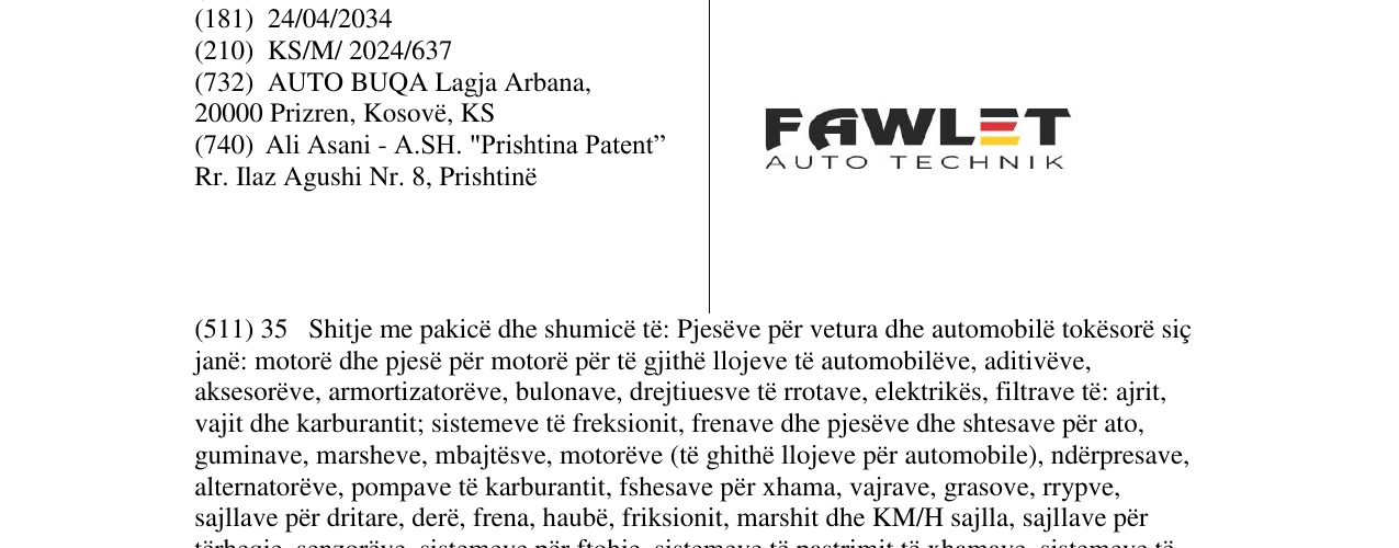 Zëri i markës FAWLET AUTO TECHNIK në buletin