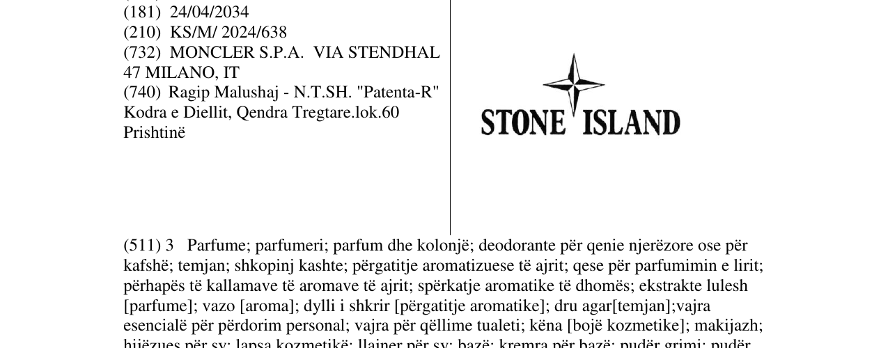 Zëri i markës STONE ISLAND në buletin