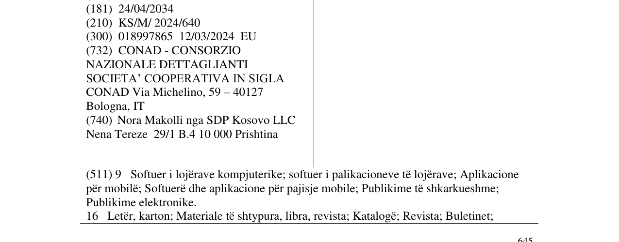 Zëri i markës IL PALIO DI CONAD në buletin