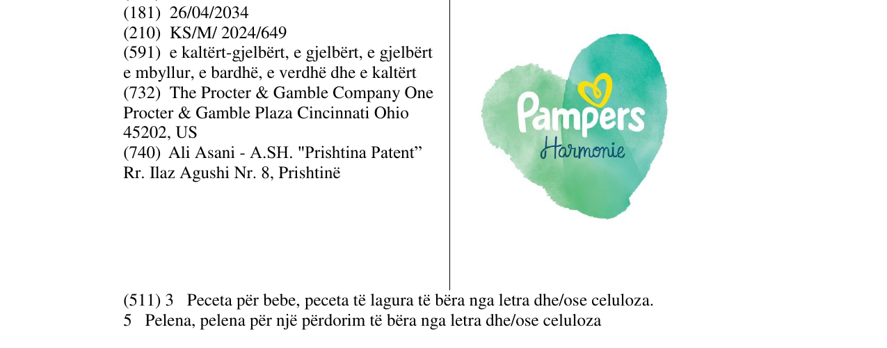 Zëri i markës Pampers Harmonie në buletin