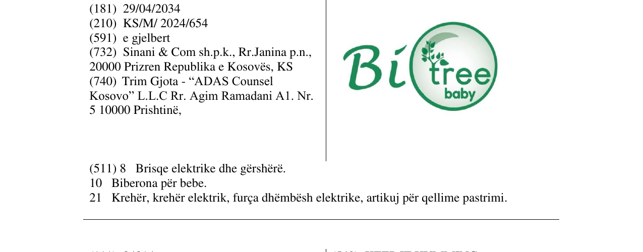 Zëri i markës Bitree baby në buletin