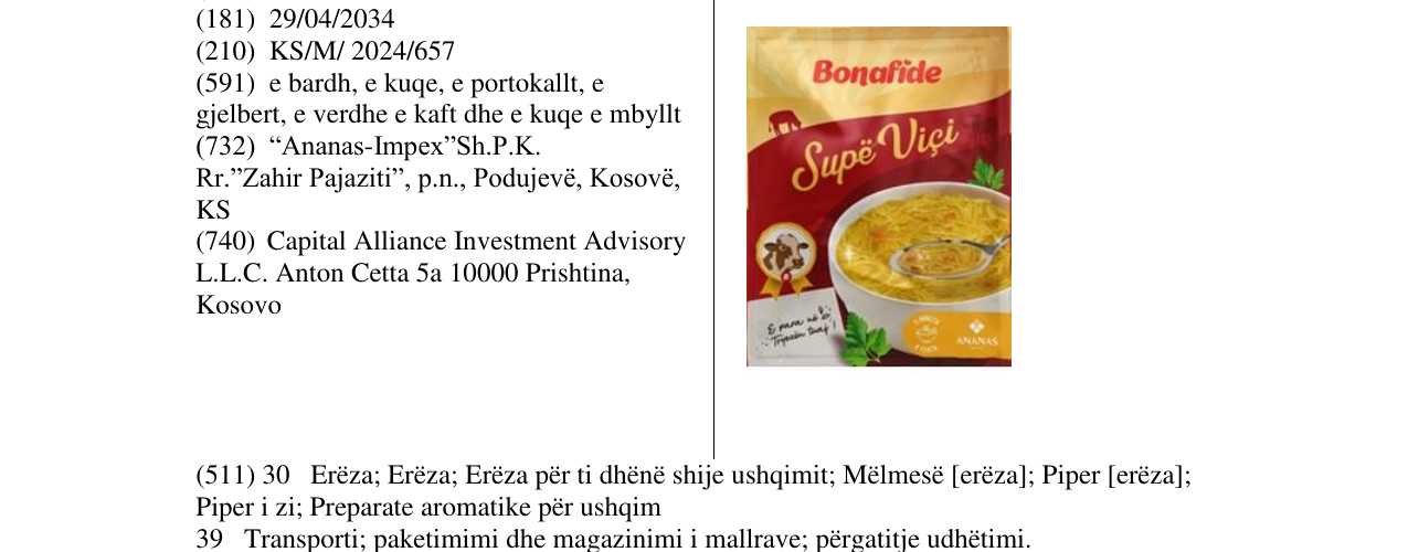 Zëri i markës supe Viçi në buletin