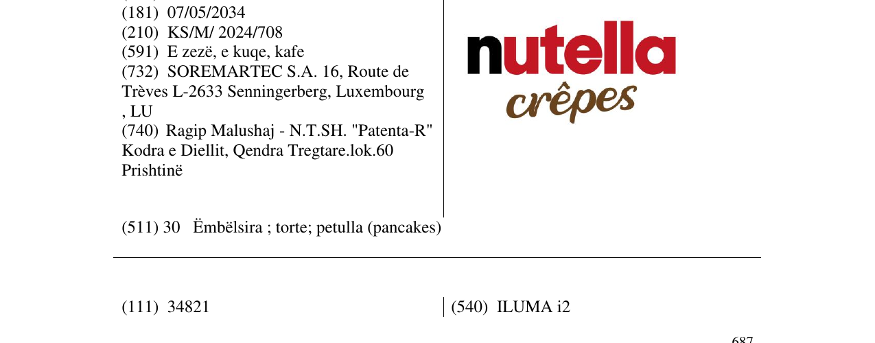 Zëri i markës nutella crepes në buletin